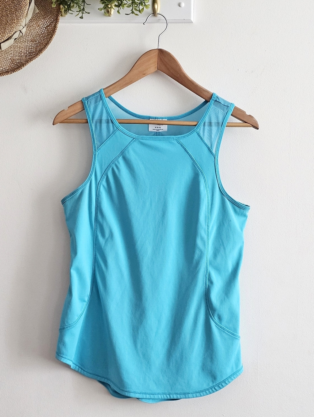 Danskin Now Teal Tank Top M 8-10 Athletic Workout Mesh Back Dri More